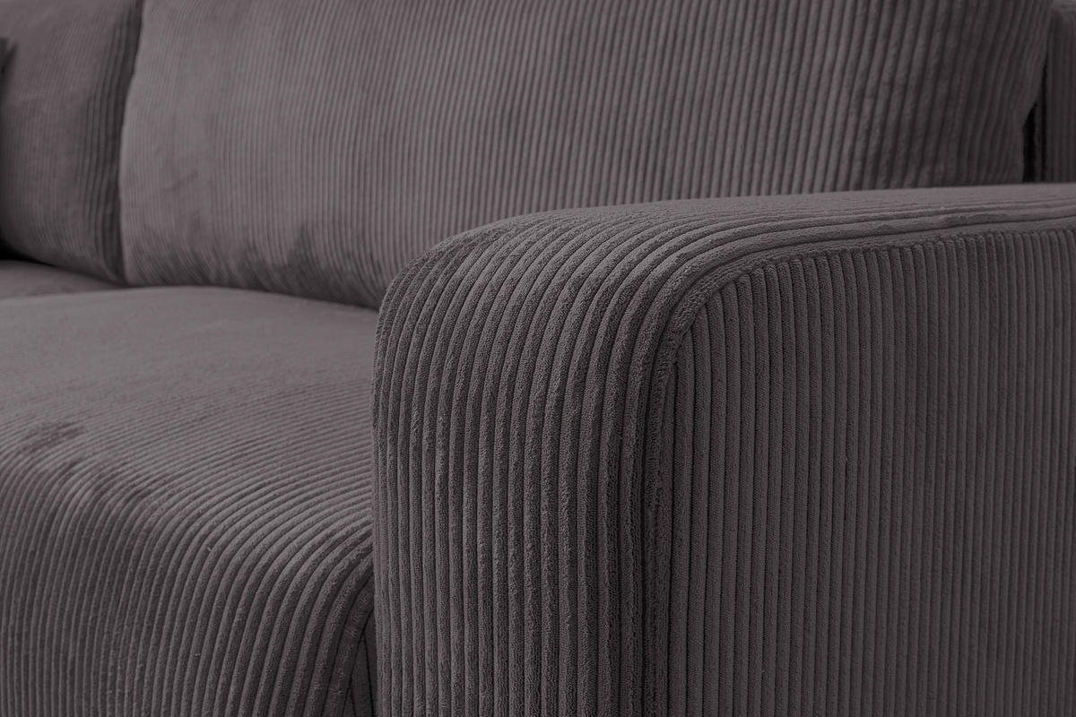 ECKSOFA LUNA mit Schlaffunktion und Bettkasten Cord-Stofff (Dunkelgrau) - Dunkelgrau, Textil (244/142cm) - VENASI MÖBEL