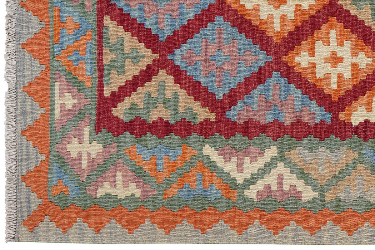 HANDWEBTEPPICH Kelim Gashgai Rot 187/122 cm Schurwolle - Rot, Textil (122/187cm) - Looma