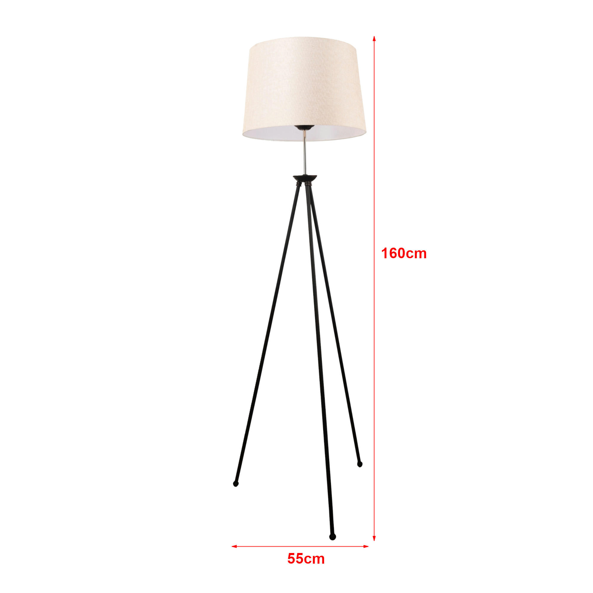 STEHLEUCHTE Orpington - Schwarz, Metall (55/55/160cm) - lux.pro