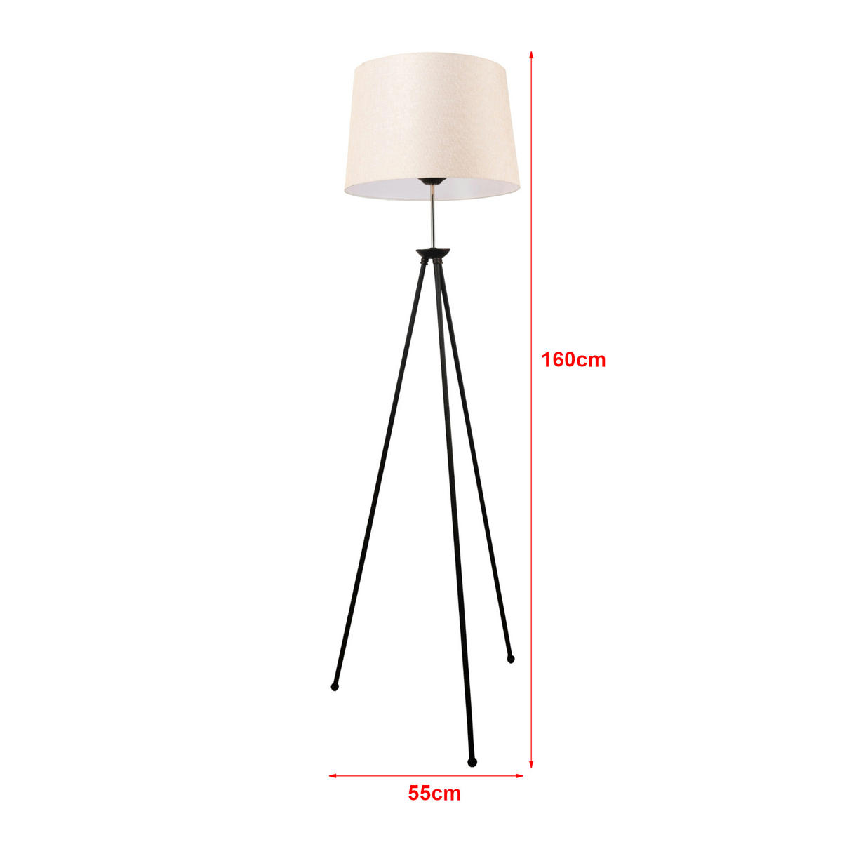 STEHLEUCHTE Orpington - Schwarz, Metall (55/55/160cm) - lux.pro