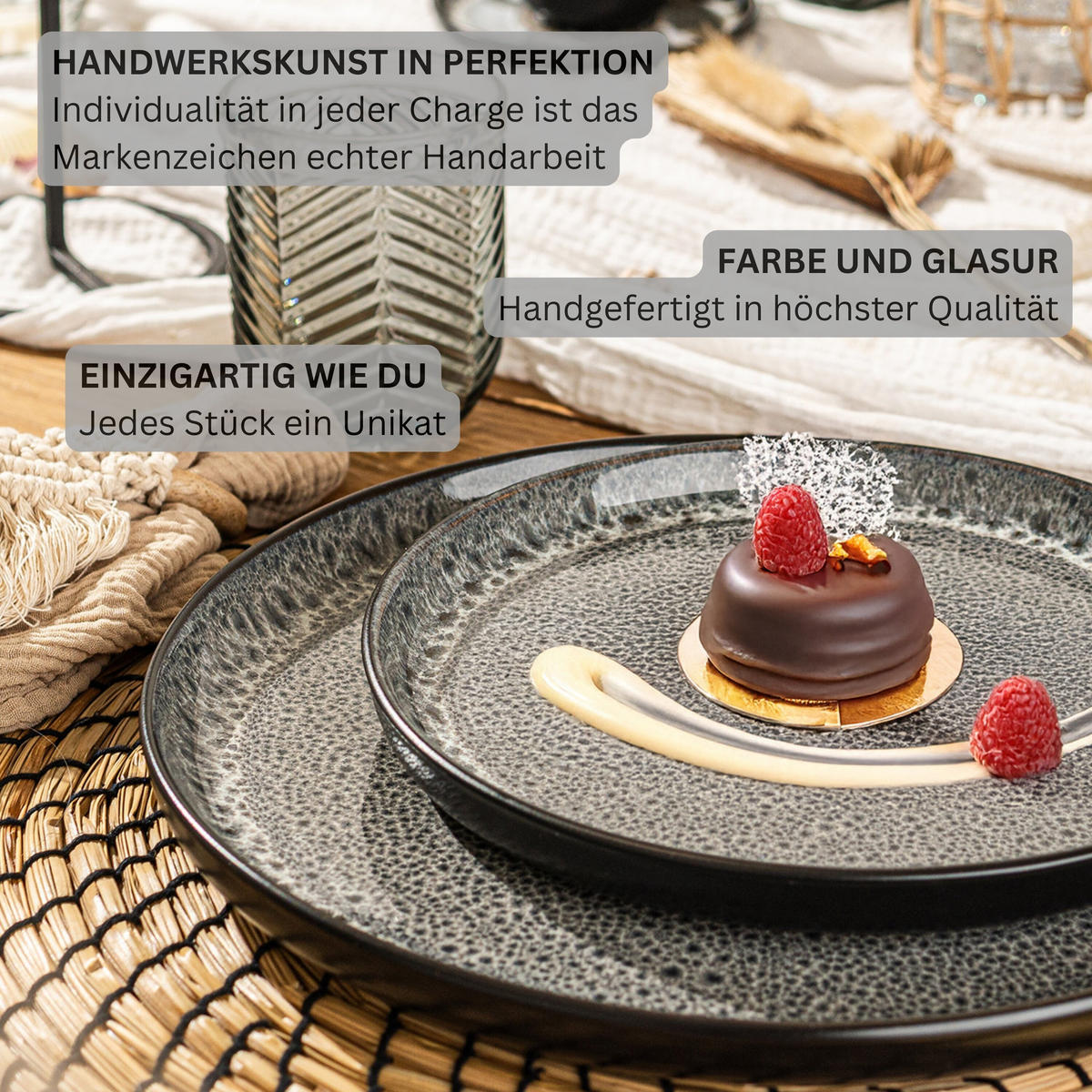 DESSERTTELLER SET SYDNEY - 6 teilig aus Steingut - Grau, Keramik (15.5cm) - Sänger