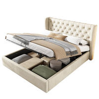 POLSTERBETT 140/200 cm aus Samt mit Stauraum und Lattenrost, Beige - Beige, Textil (140/200cm) - Flora Grace