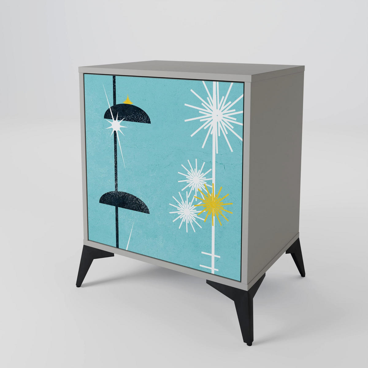 SIDEBOARD PATHS TO HAPPINESS, Grau, 57,5x42x57,5 cm, Ohne Füße - Multicolor/Grau, Holzwerkstoff (57.5/57.5/42cm) - SpaceRebels
