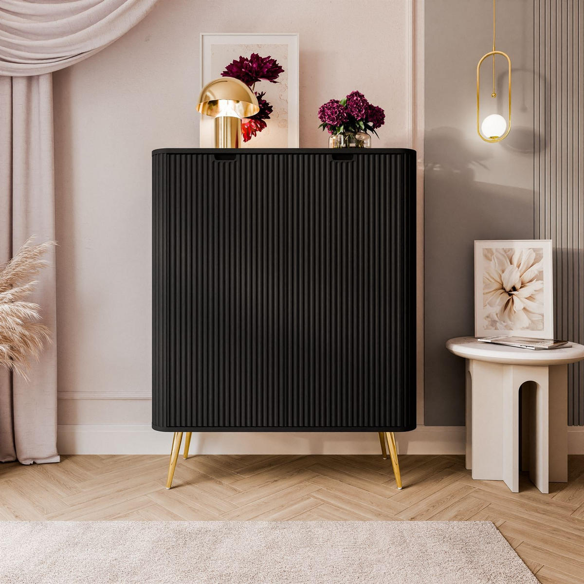 KOMMODE ZAIRA K103 zweitürig Schwarz - Schwarz, Holzwerkstoff (103/129/39cm) - Lookway