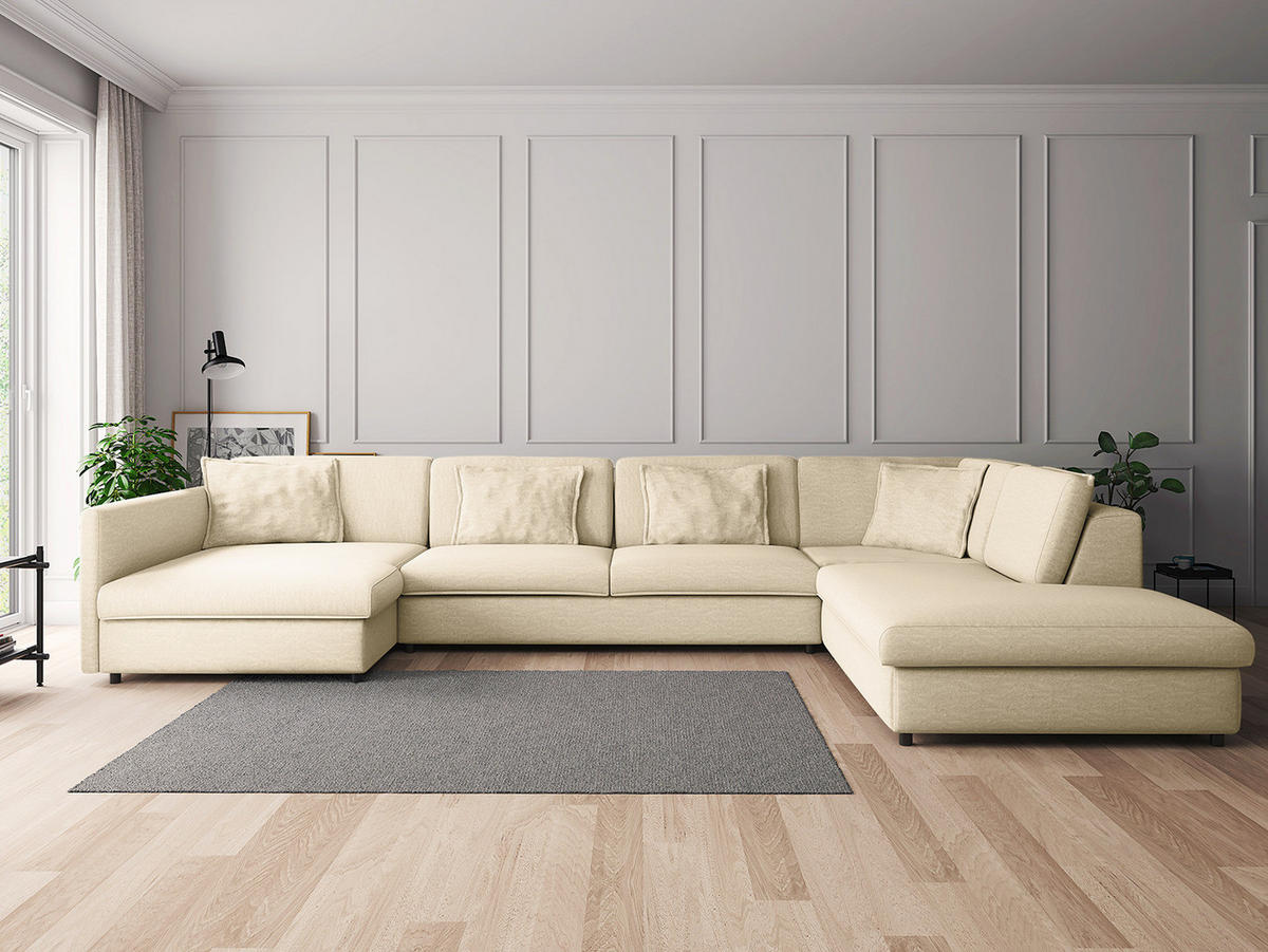 WOHNLANDSCHAFT - Schwarz/Weiß, Kunststoff/Textil (431/84/272cm) - home24