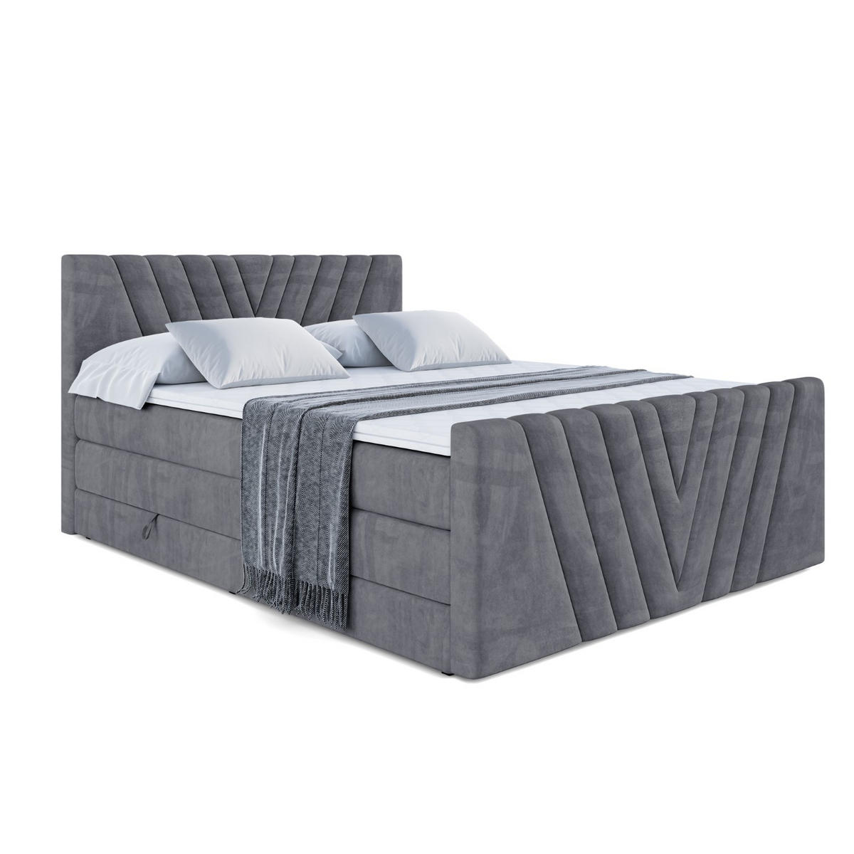 BOXSPRINGBETT ERNINA-Z KING - 120x200 - H3/H4 - Dunkelgrau - Dunkelgrau, Holzwerkstoff (120/200cm) - ALTDECOR