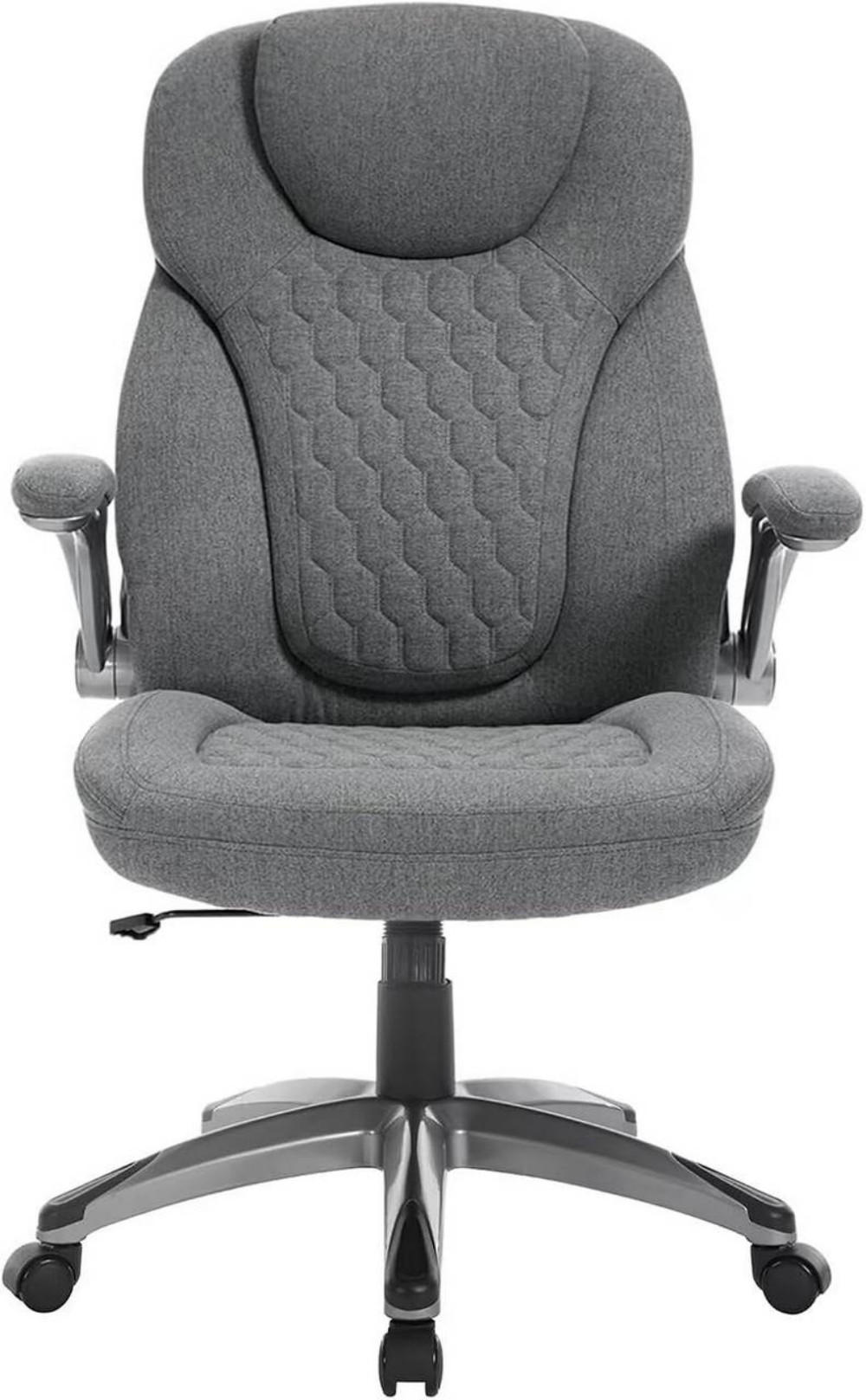 CHEFSESSEL mit Kopfstütze Armlehnen, Kunstleder, Grau - Schwarz/Grau, Kunststoff/Textil (72/114.5/78cm) - Woltu
