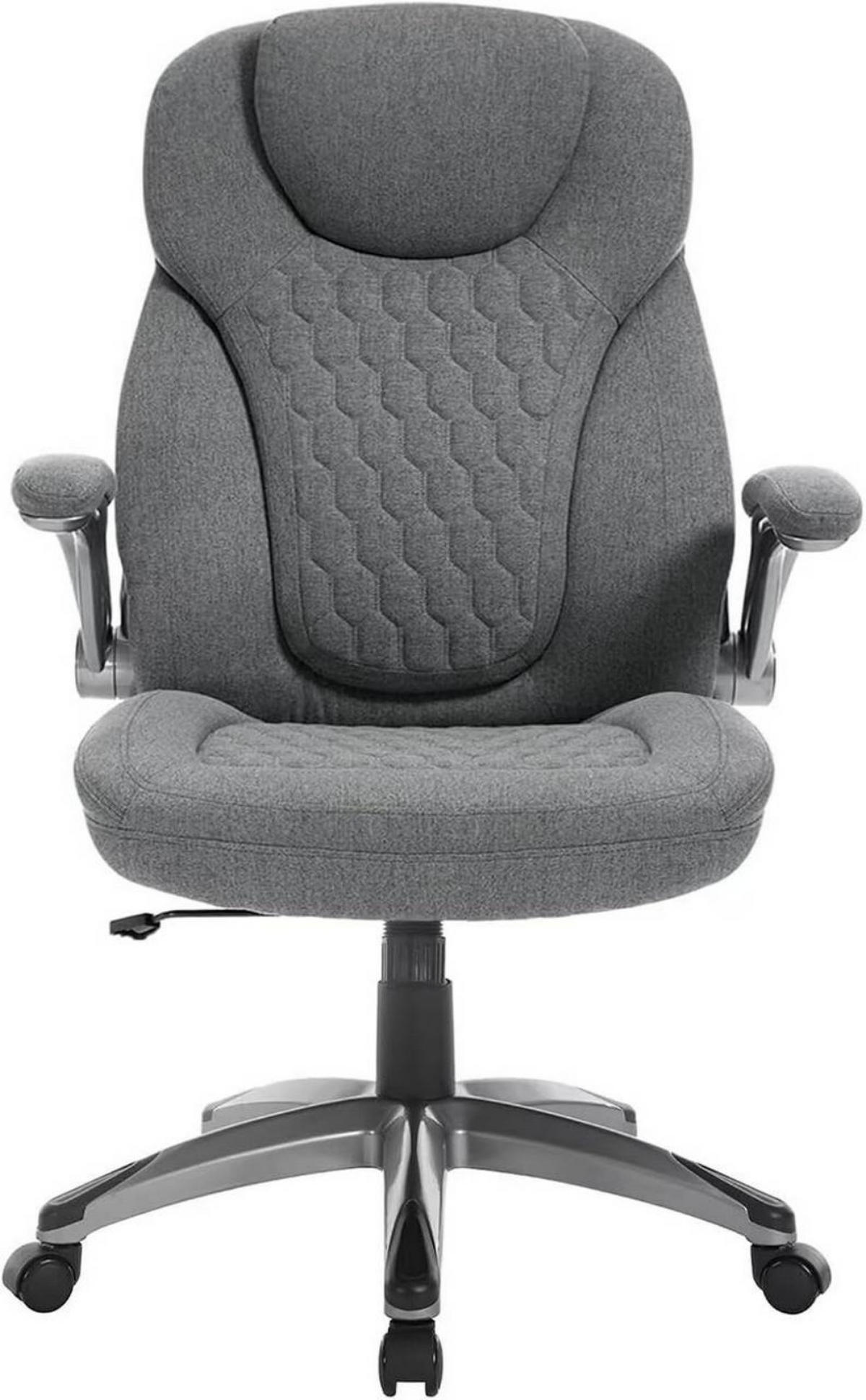 CHEFSESSEL mit Kopfstütze Armlehnen, Kunstleder, Grau - Schwarz/Grau, Kunststoff/Textil (72/114.5/78cm) - Woltu