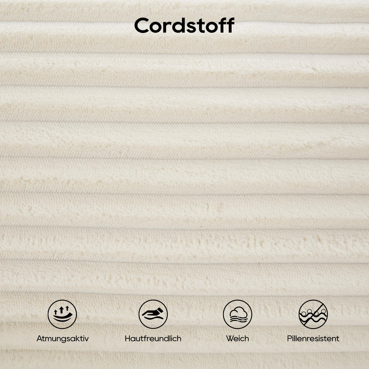 SCHLAFSOFA 180/85/62 cm Weiß Cord - Weiß, Textil (85/62/180cm) - Oxeza