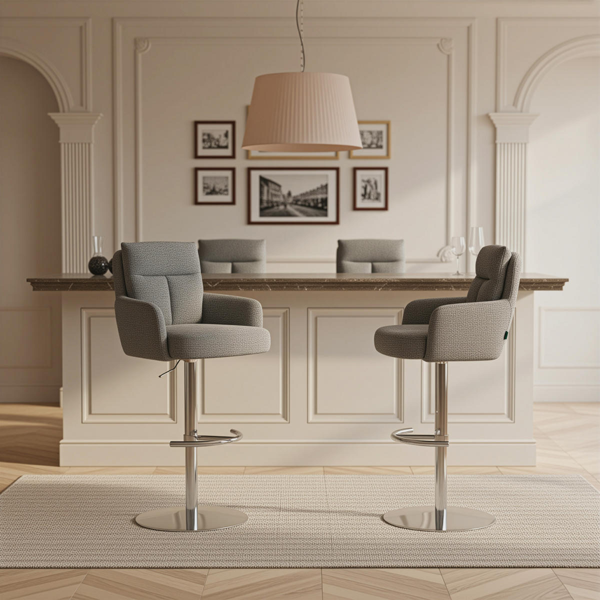 BARHOCKER Leo - Chromfarben/Grau, Textil/Metall (54/96/57cm) - DUBI Möbel