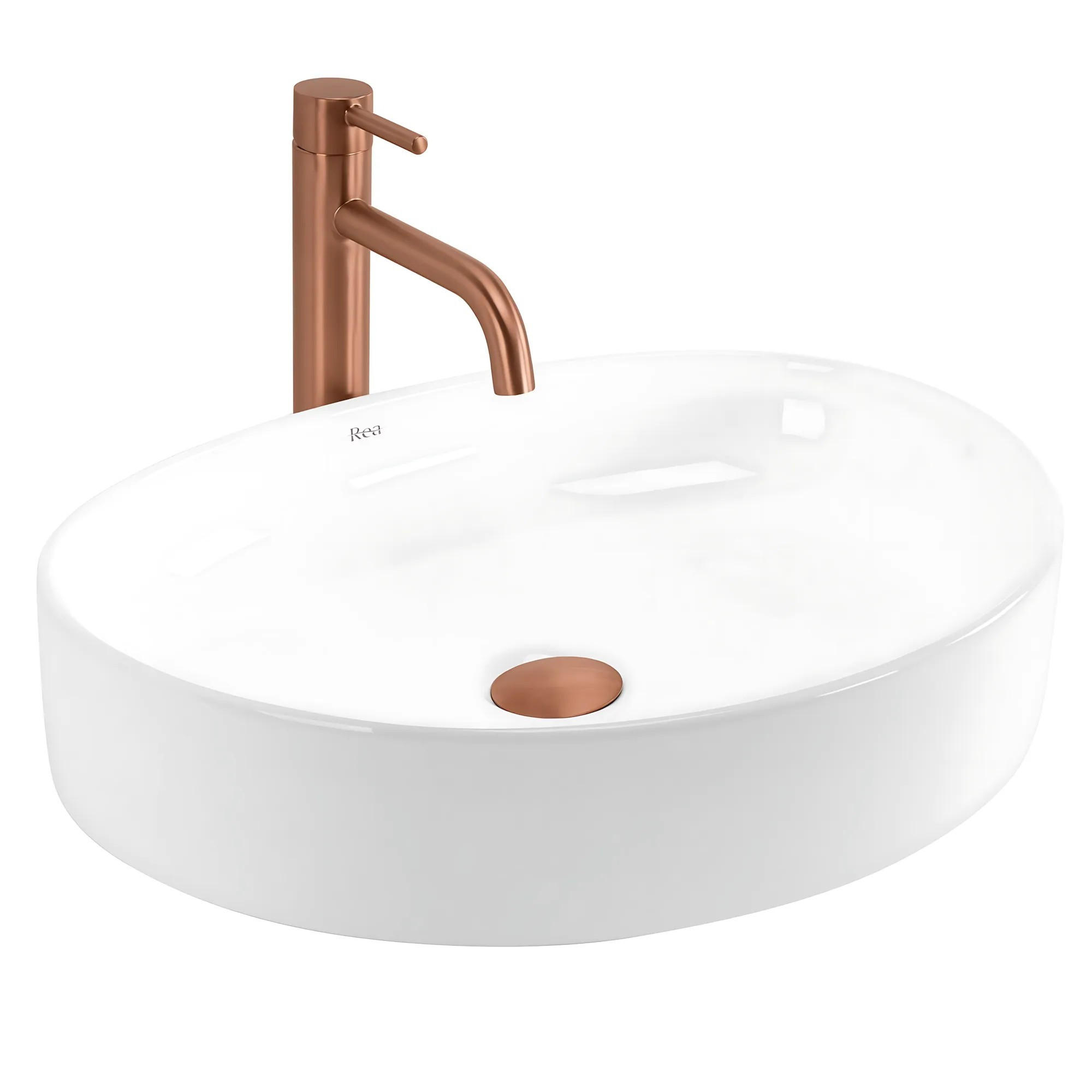 AUFSATZWASCHBECKEN Rea Joana 50 - Weiß, Keramik (38/12.5/50cm) - REA