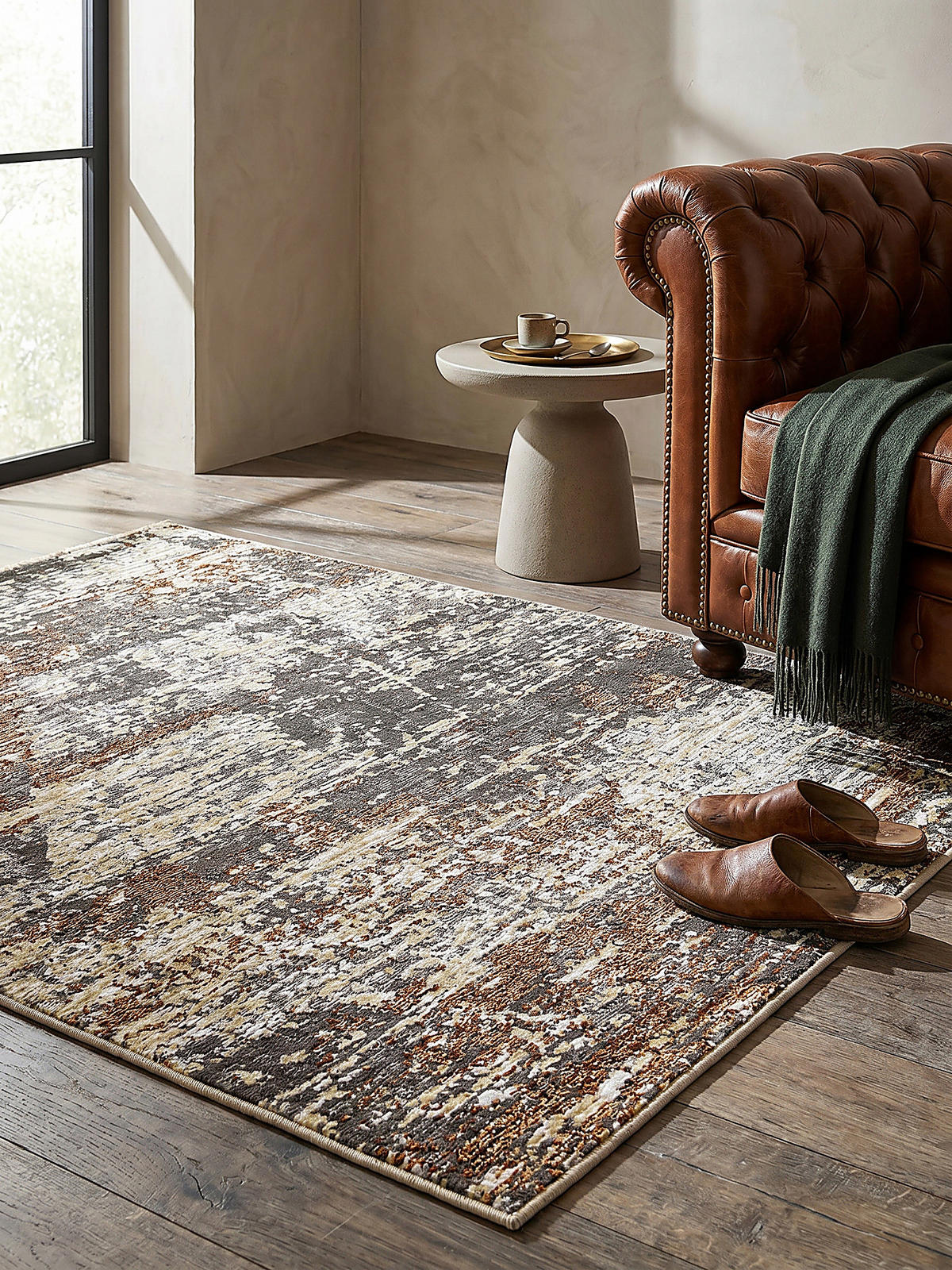 TEPPICH Kurzflor Modern Abstrakte Motive, Wohnzimmer Erdtöne Rechteckig 160x230 - Braun, Textil (160/230cm) - KADIMA DESIGN