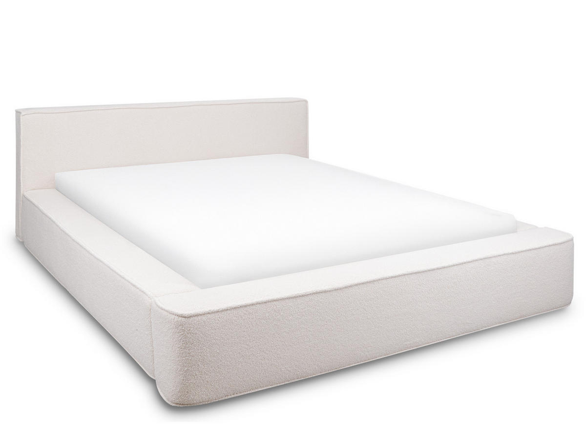 POLSTERBETT Melo Hellbeige 180/200 cm Boucle mit Bettkasten - Beige, Textil/Metall (180/200cm) - wonello