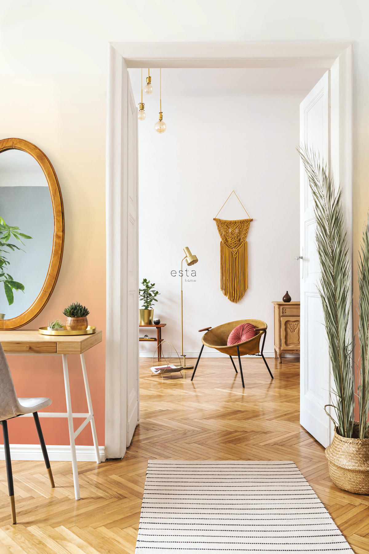 FOTOTAPETE Dip-Dye Muster 200 x 279 cm - Orange, Papier (200/279cm) - ESTAhome