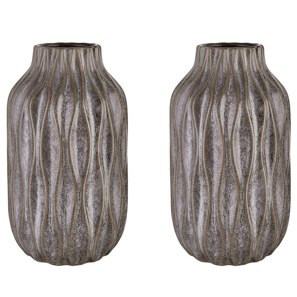 VASE (2er Set) Nordic Sea - Grau, Keramik (21cm) - BUTLERS