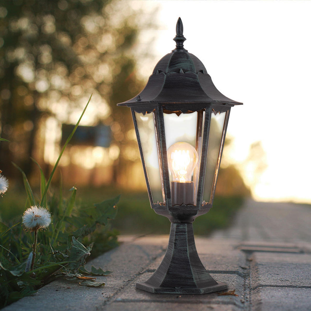 WEGELEUCHTE NORDERNEY Schwarz Spritzwassergeschützt - Schwarz, Glas (23.5/23.5/49cm)