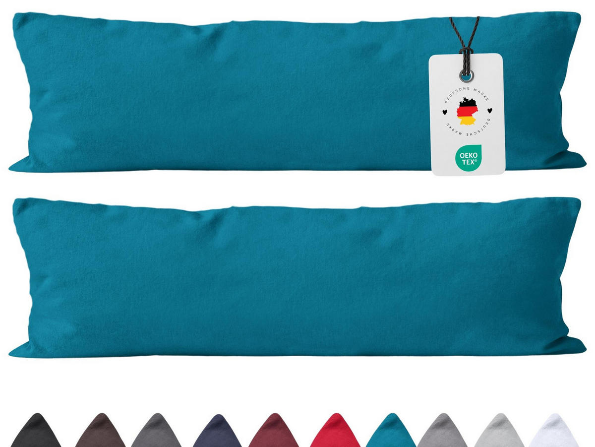 SEITENSCHLÄFERKISSEN-BEZUG 40x145 cm aus 100% Baumwolle, KISSENBEZUG Petrol Uni - Petrol, Textil (145/40cm) - Carpe Sonno