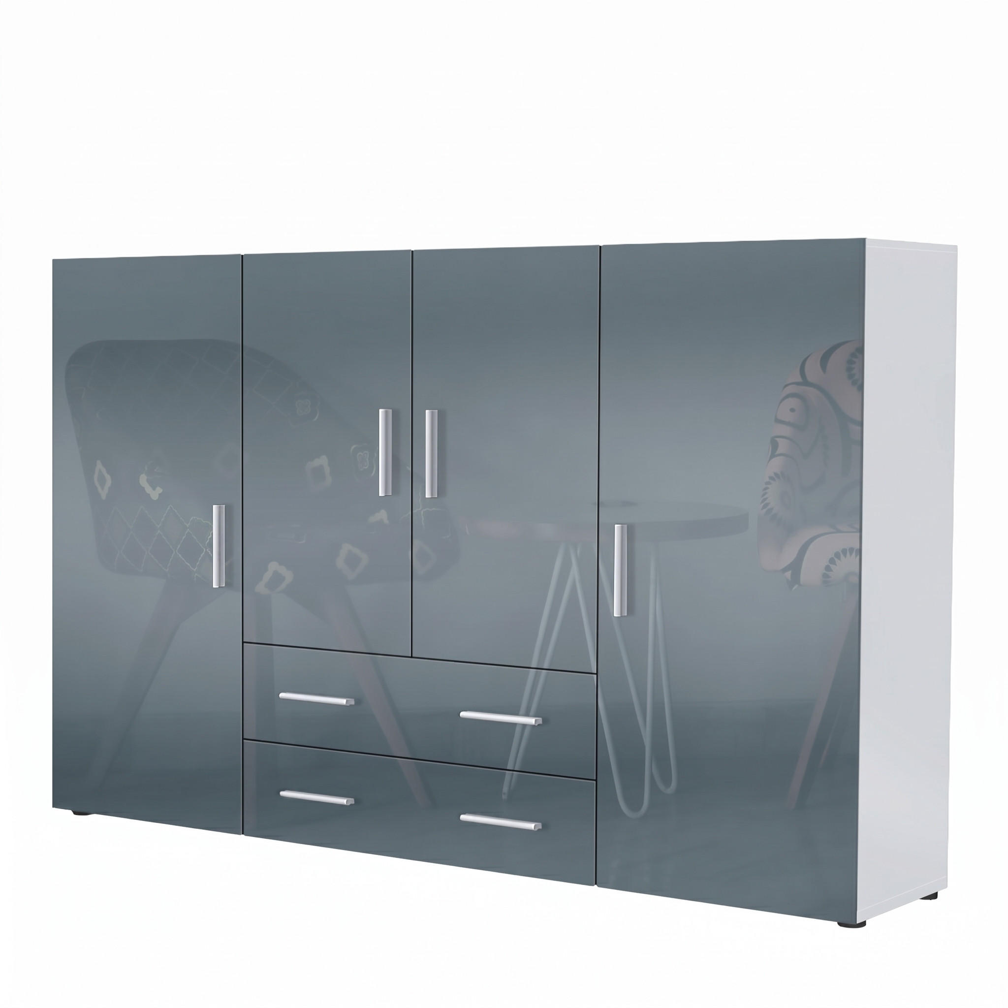HIGHBOARD Nora Front in Grau Hochglanz - Grau, Holzwerkstoff (166/106/35cm) - Vladon