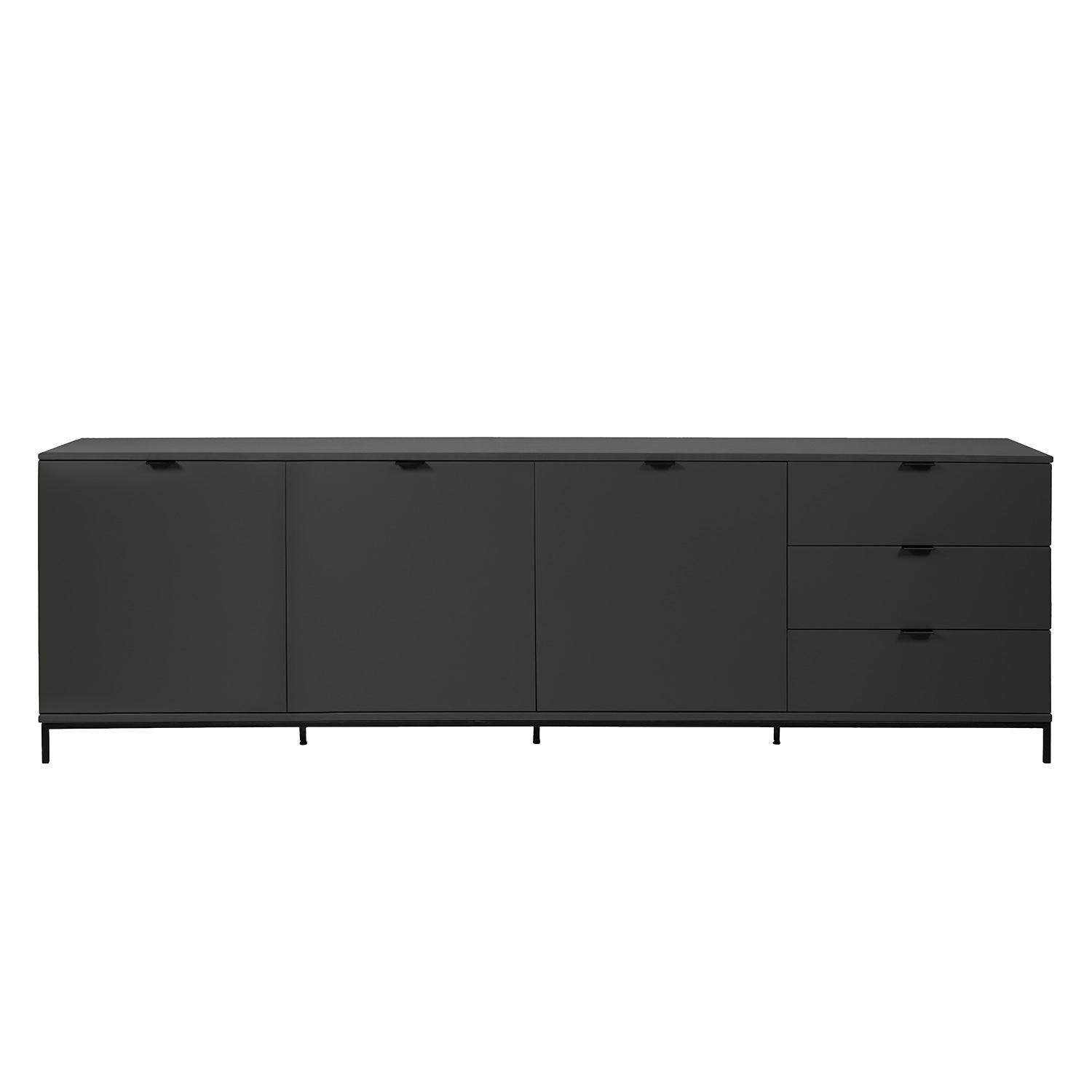SIDEBOARD - Dunkelgrau, 240 cm - Dunkelgrau/Schwarz, Holzwerkstoff (240/74/40cm) - home24