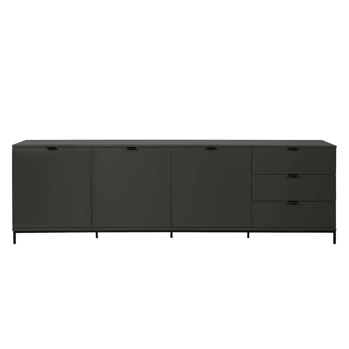 SIDEBOARD - Dunkelgrau, 240 cm - Dunkelgrau/Schwarz, Holzwerkstoff (240/74/40cm) - home24