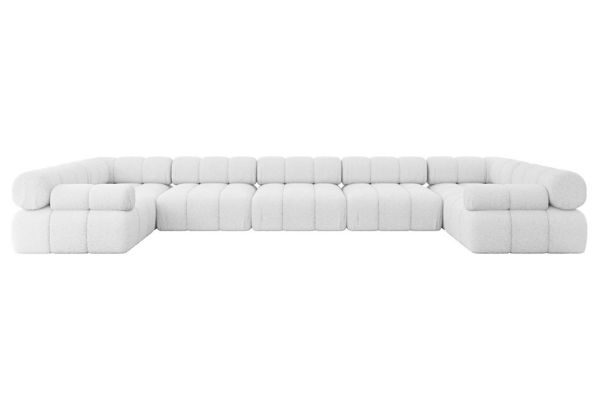 WOHNLANDSCHAFT modulares Sofa Birno-U3 - 475x190x70 cm Weiß Bouclé - Weiß, Holzwerkstoff/Textil (475/70/190cm) - ALTDECOR
