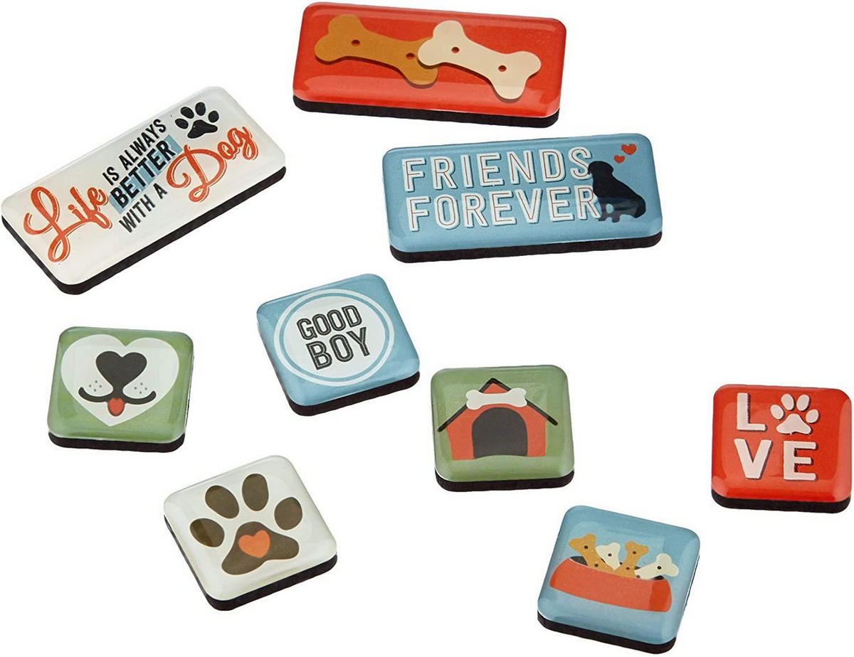 MAGNETSET 9-teilig PfotenSchild Everything is better - Multicolor, Metall (9/7/2cm) - Nostalgic-Art