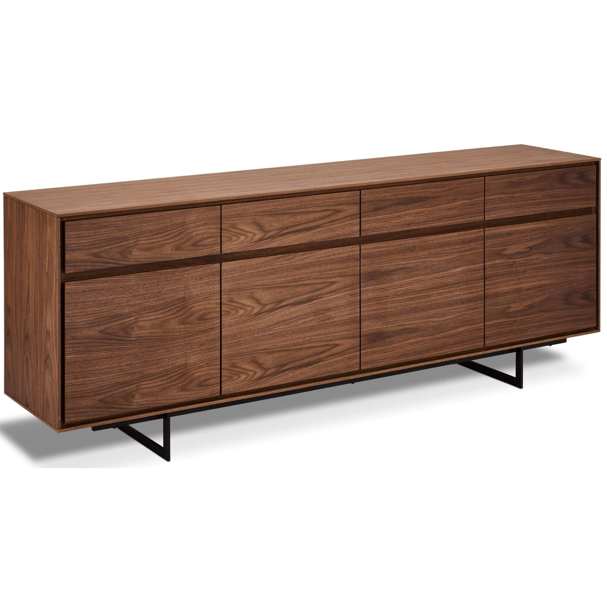 SIDEBOARD Amerikanisches Walnussfurnier - Walnussfarben/Schwarz, Holzwerkstoff/Metall (205/82/45cm) - Furnhouse