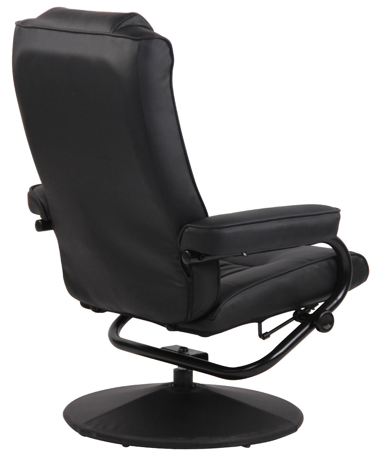 SESSEL MIT HOCKER Lederlook Schwarz - Schwarz, Textil/Metall (77/92/72cm) - CLP