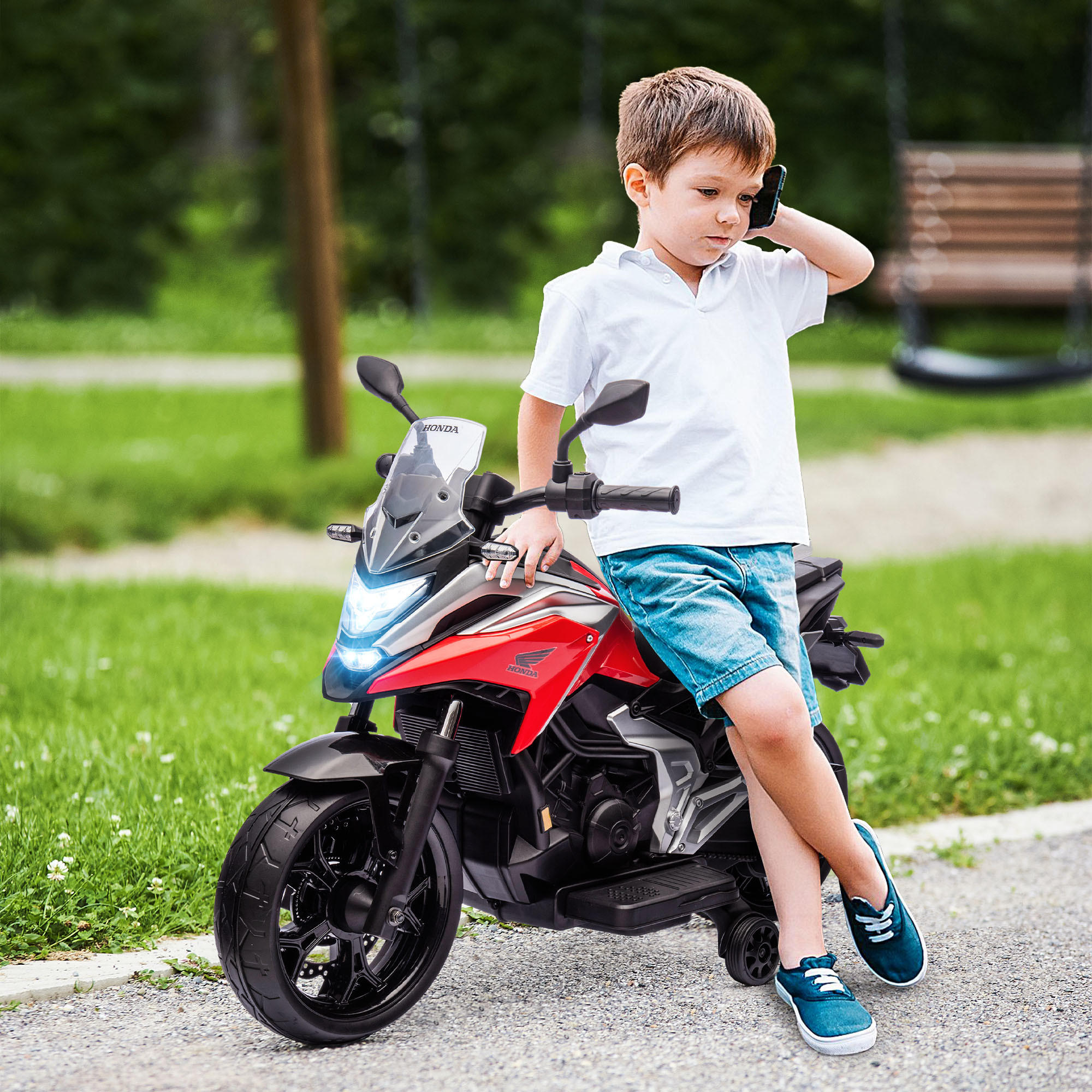 KINDER Elektro-Motorrad - Rot, Kunststoff/Metall (107/46/75cm) - AIYAPLAY