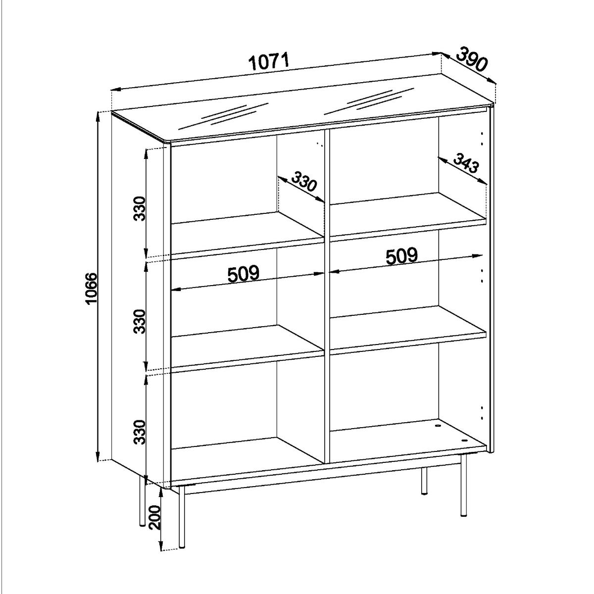 VITRINE OLDEN WIT1 Glasplatte Eiche - Eichefarben, Glas/Holzwerkstoff (107/126/39cm) - Komodee