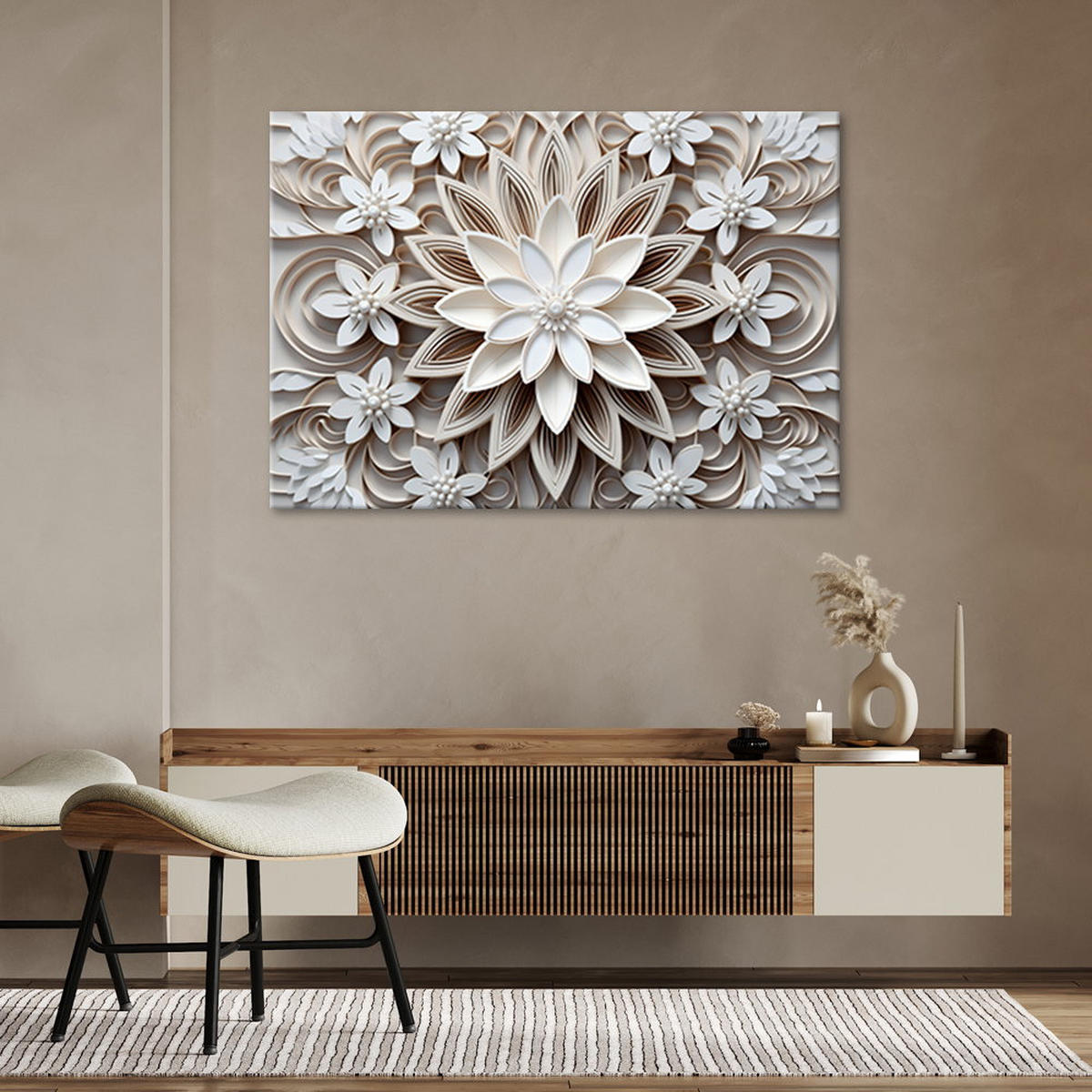 KUNSTDRUCK Weiß 100/70 cm - Weiß, Textil (100/70cm) - KUNSTLOFT