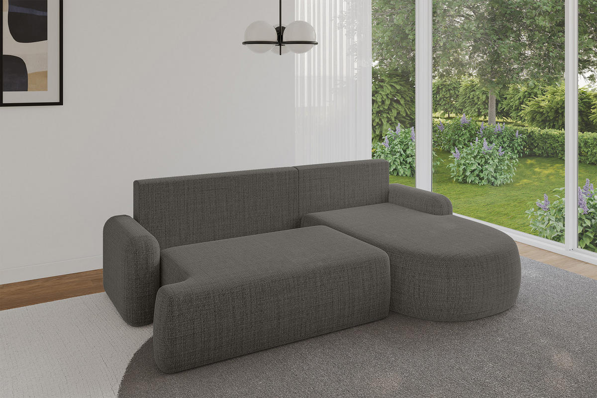 ECKSOFA mit Schlaffunktion und Bettkasten LIRA-L - 264x172x89 Grau - Grau, Holzwerkstoff/Textil (172/264cm) - ALTDECOR