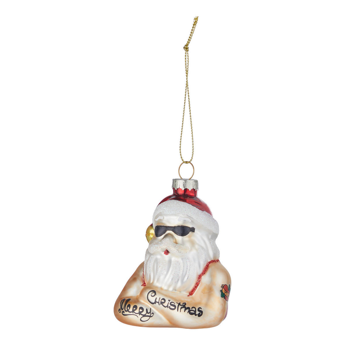 BAUMANHÄNGER HANG ON Santa mit Tattoos - Rot, Glas (5/8/6cm) - Butlers