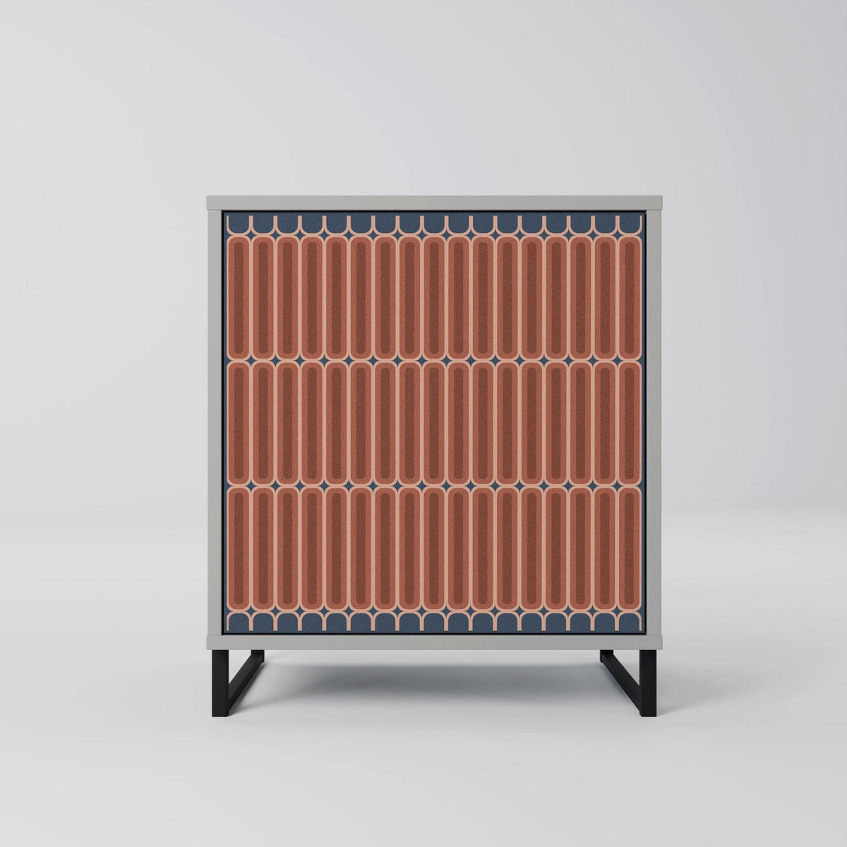 SIDEBOARD HYPNOTIC GATE, Grau, 57,5x42x75,5 cm, Goldfarbene Metallfüße - Goldfarben/Multicolor, Holzwerkstoff/Metall (57.5/75.5/42cm) - SpaceRebels
