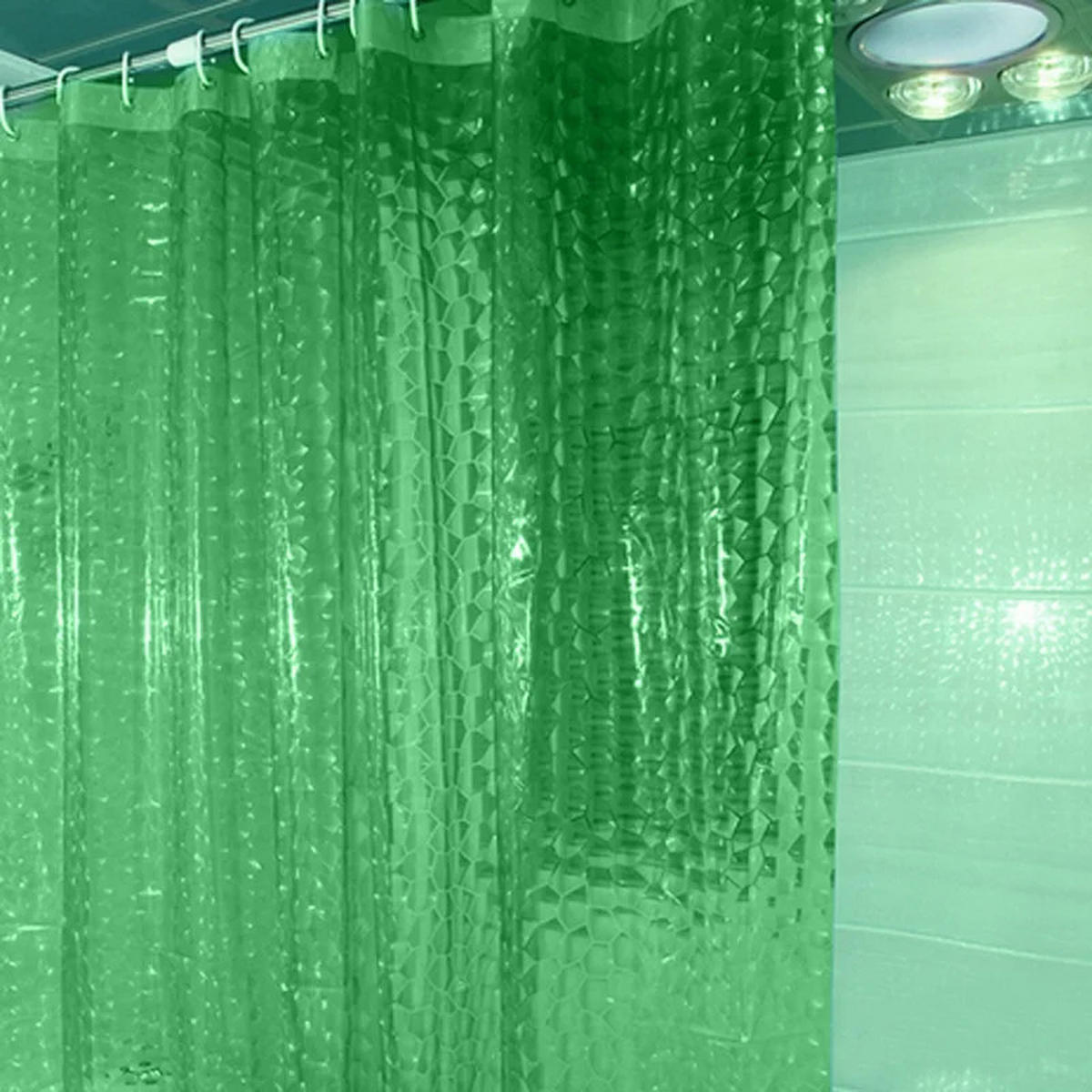 DUSCHVORHANG 200 cm transparent wasserdicht Badezimmer - Grün, Kunststoff (180/200cm) - MCBOSON