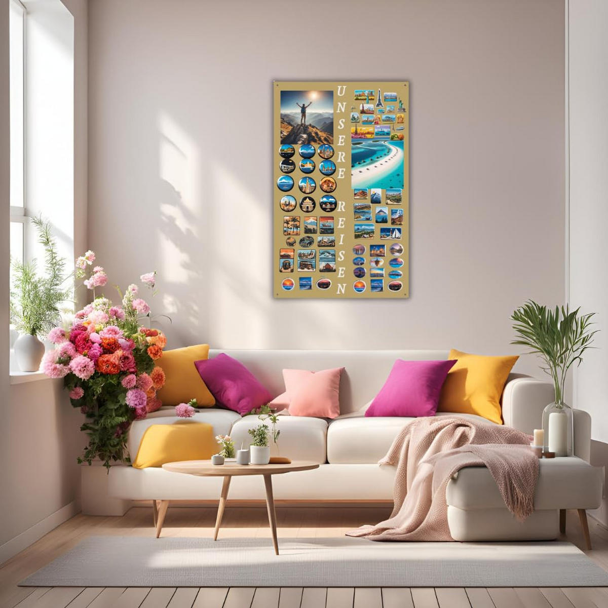 MAGNETTAFEL Unsere Reisen Goldfarben 50x80 cm - Goldfarben, Metall (50/80/0.7cm) - ANWICAR