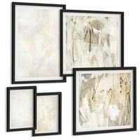 BILDER SET 5er Set - 50x50 cm & 20x30 cm & 40x60 cm Schwarzer Rahmen - Helles Strukturfarbendesign - Schwarz, Kunststoff (40/60cm) - TULUP