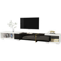 LOWBOARD 140/260 cm Schwarz/Weiß in Marmoroptik aus MDF und Spanplatte drehbar - Schwarz, Holzwerkstoff (40/30/260cm) - OKMYHOME