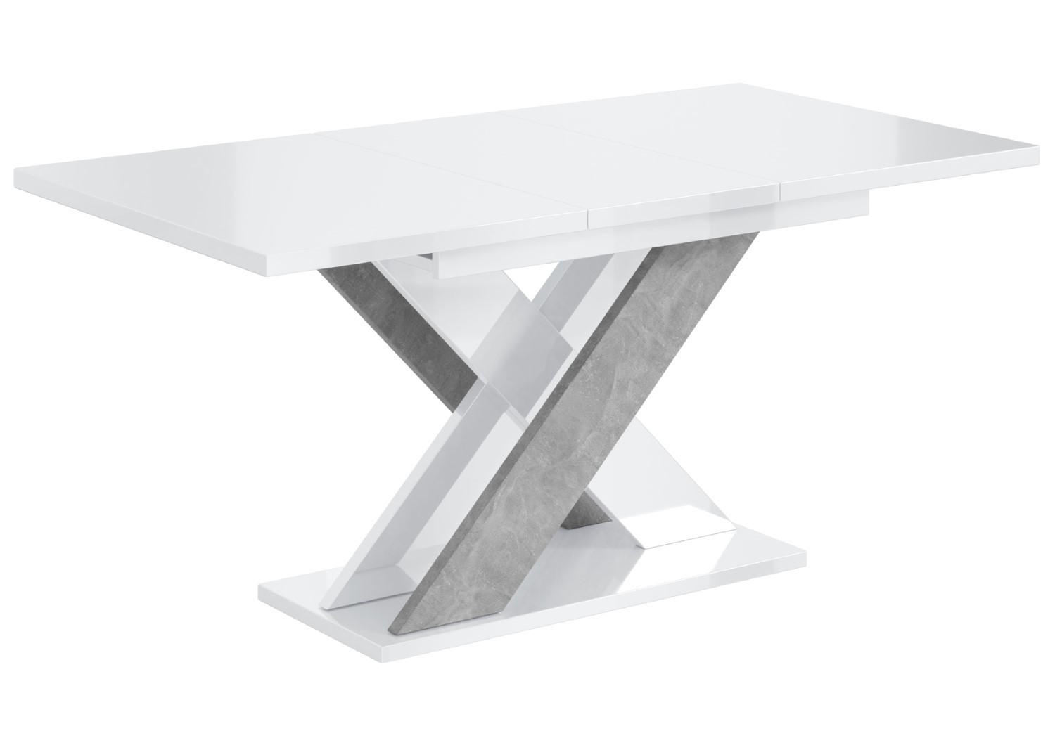 ESSTISCH ausziehbar 120 -160x90x75 cm - Hochglanz Weiß/Betonoptik - AOX - Weiß Hochglanz, Holzwerkstoff (120/90/75cm) - ALTDECOR