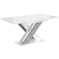 ESSTISCH ausziehbar 120 -160x90x75 cm - Hochglanz Weiß/Betonoptik - AOX - Weiß Hochglanz, Holzwerkstoff (120/90/75cm) - ALTDECOR