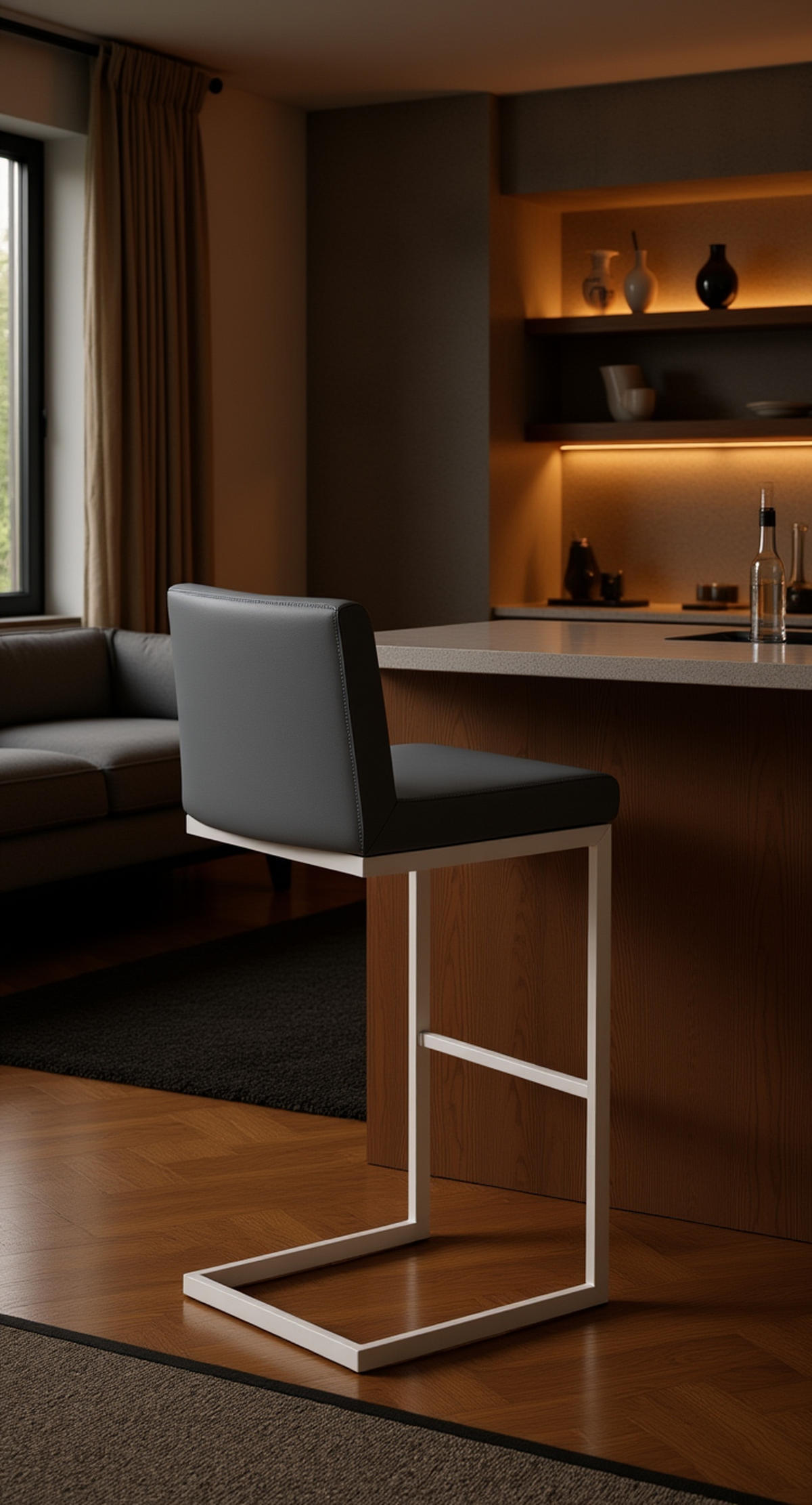 BARHOCKER 2er Set Paragon Kunstleder schwarz - Edelstahlfarben/Schwarz, Kunststoff/Metall (42/104/48cm) - TPFLiving