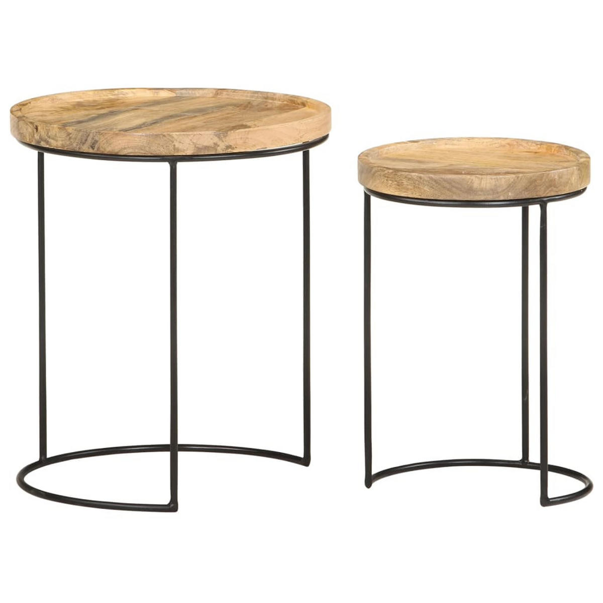 2-TLG. Couchtisch-Set Massivholz Mango und Stahl - Braun, Holz (36/1/42cm) - furnicato