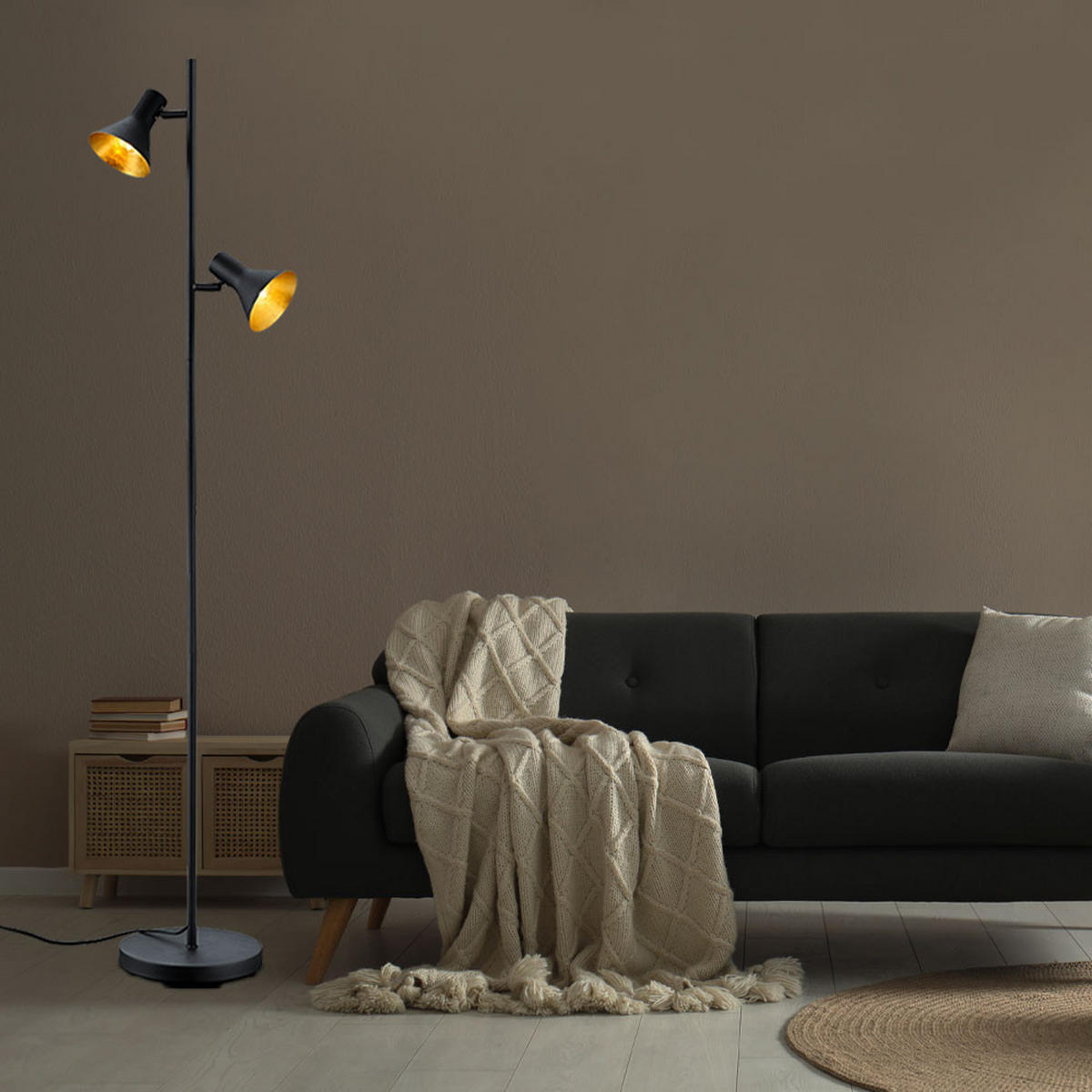 LED STEHLEUCHTE Nina Schwarz - Schwarz, Metall (23/33.5/144cm)