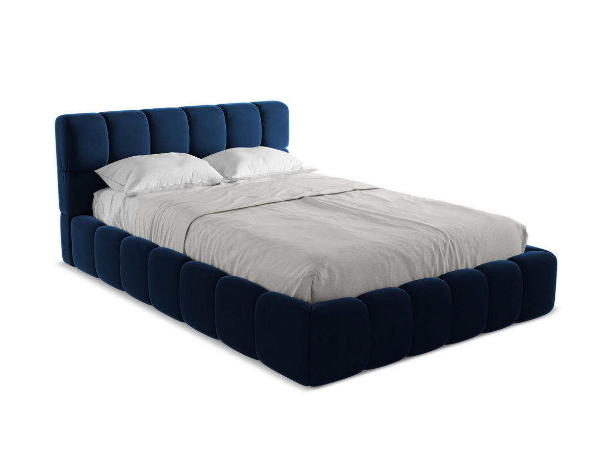 POLSTERBETT mit Bettkasten und Lattenrost 160x228 Blau - Blau/Schwarz, Kunststoff/Textil (140/200cm) - Makamii