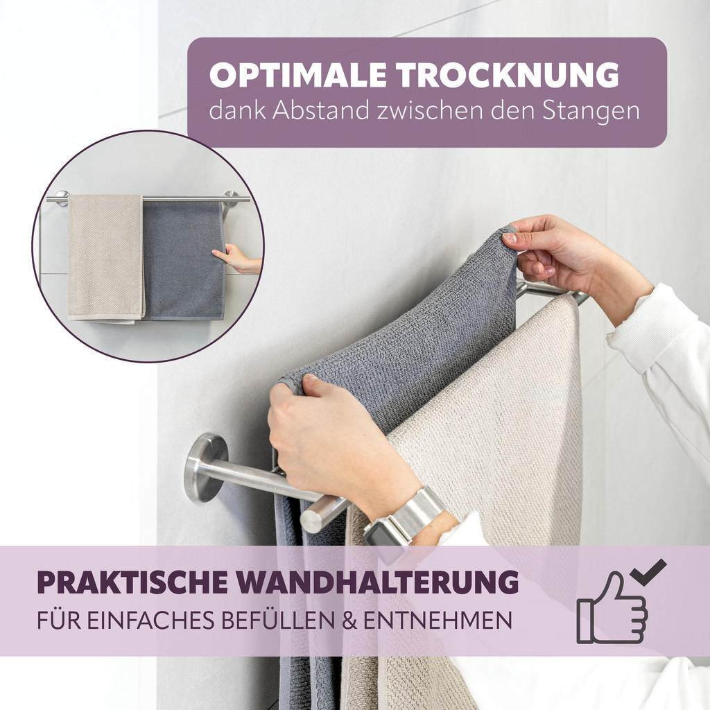 Thumbnail - bremermann Badetuchstange, Edelstahl, Metall, 70x6x14 cm, Badaccessoires, Duschzubehör, Handtuchhalter