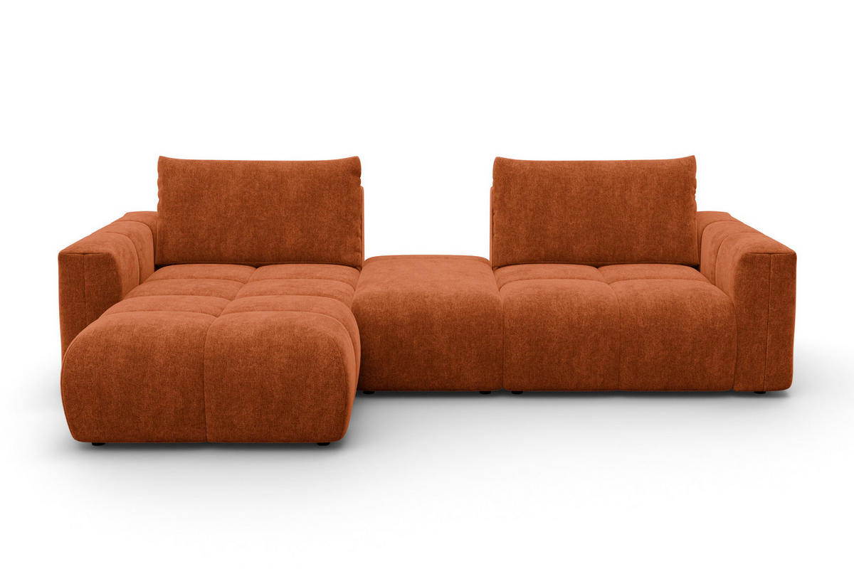 ECKSOFA VERONA 4-Sitzer LINKS, Orange - Schwarz/Orange, Holz/Textil (282/173cm) - Courtois Laville