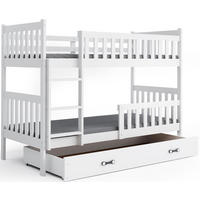ETAGENBETT 90x200 in Weiß mit Lattenrost – Kinderbett mit Schublade & Rausfallschutz JAKOB - Weiß, Holz (90/200cm) - Interbeds