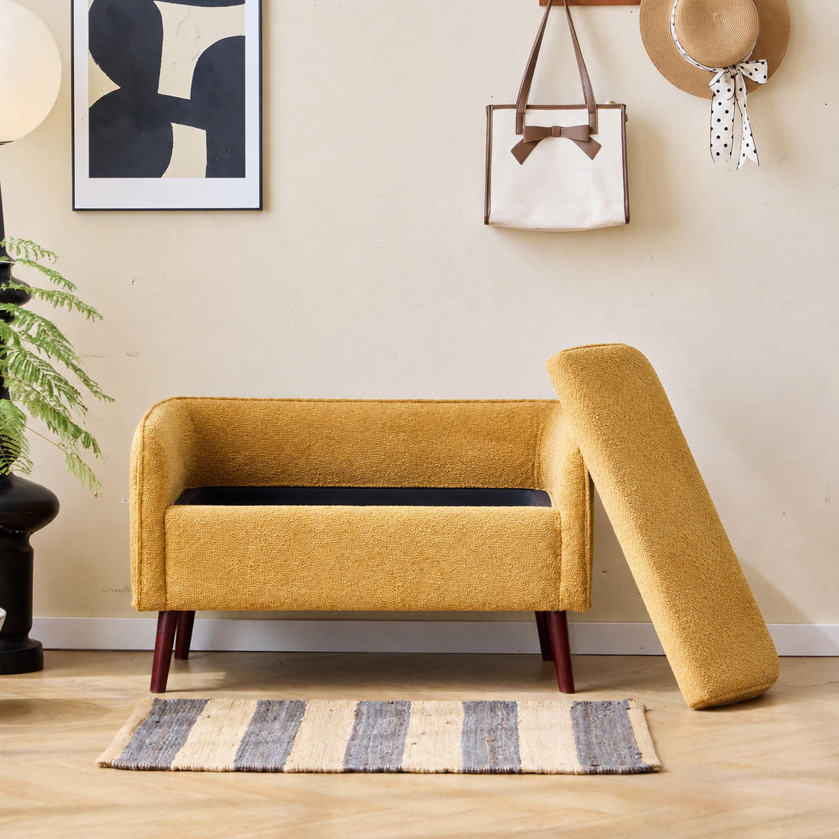SITZBANK Stoff Gelb - Gelb, Textil (89/56/51cm) - Nordlys