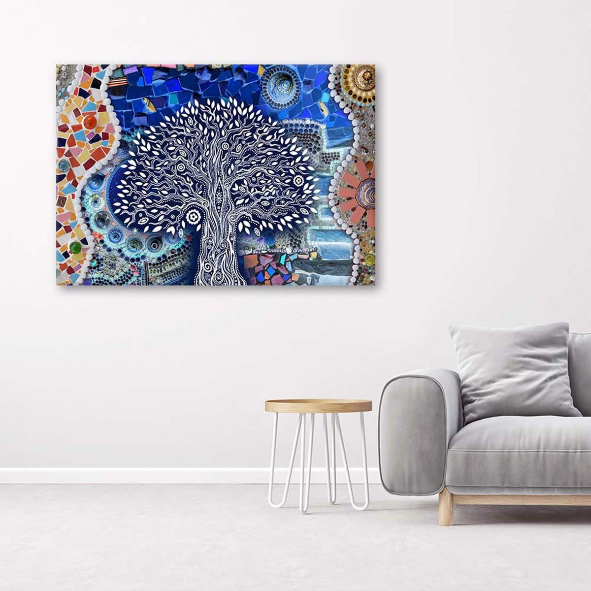 LEINWANDBILD Baum des Lebens - Blau, Textil (60/40cm) - Feeby