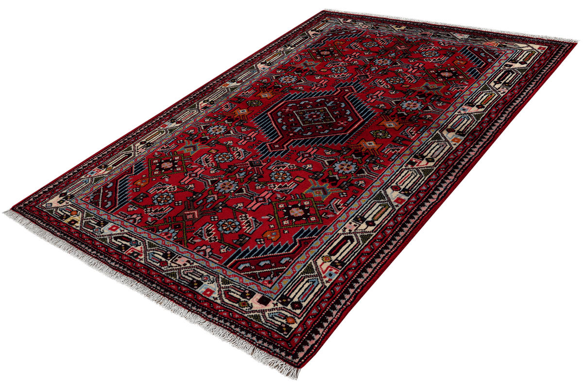 ORIENTTEPPICH handgeknüpft Assadabad Rot 148/102 cm Schurwolle - Rot, Textil (102/148cm) - Looma